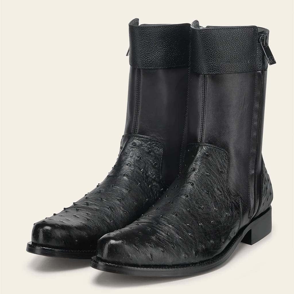 Franco Cuadra Collection Ostrich Short Boot FF212 - Black