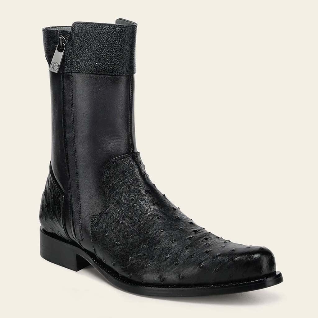 Franco Cuadra Collection Ostrich Short Boot FF212 - Black