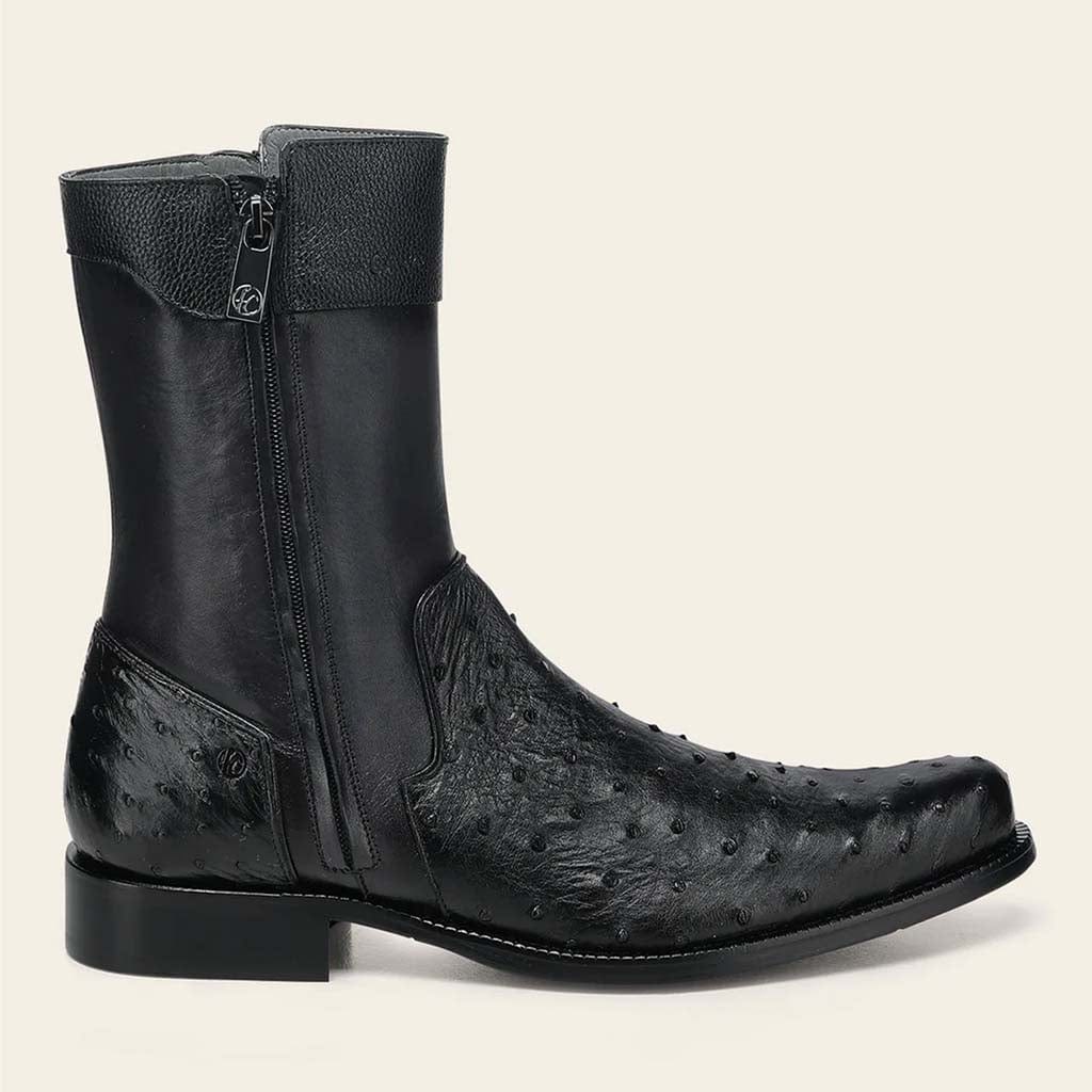 Franco Cuadra Collection Ostrich Short Boot FF212 - Black