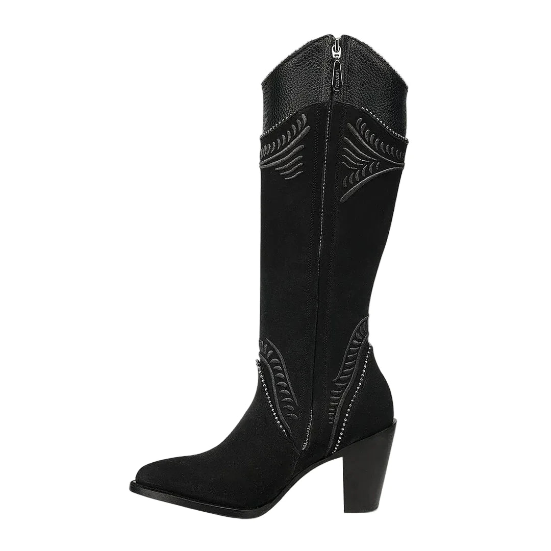 Cuadra Women's Embroidery & Zipper Round Toe CC357 - Nobuck Negro