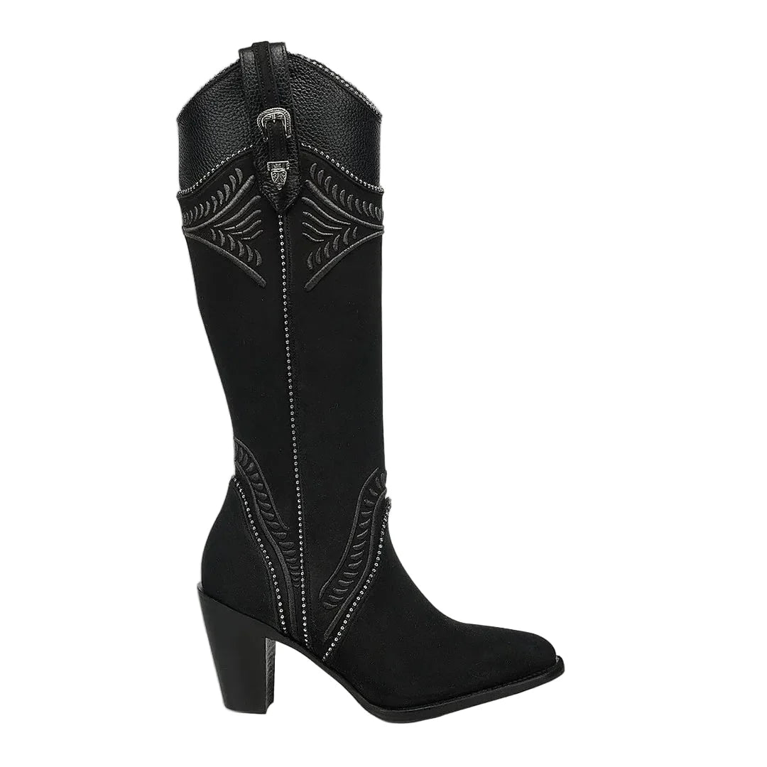 Cuadra Women's Embroidery & Zipper Round Toe CC357 - Nobuck Negro