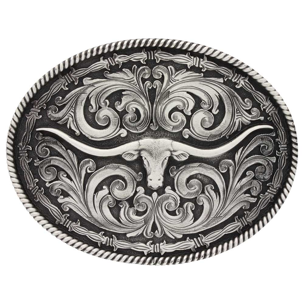 Montana Rope and Barbed Wire Longhorn Classic Impressions Attitude Buckle A550S