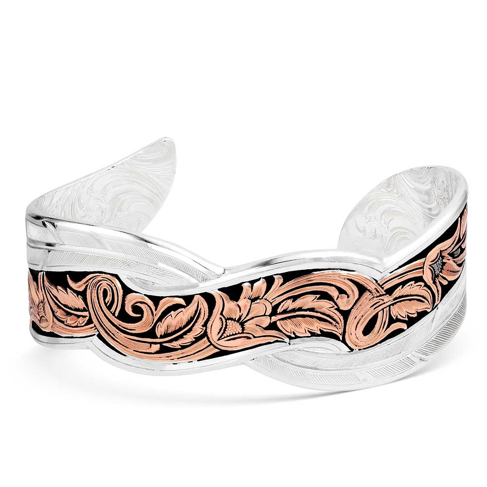 Montana Two Tone Sweeping Leather Cuff Bracelet BC3103RGBK