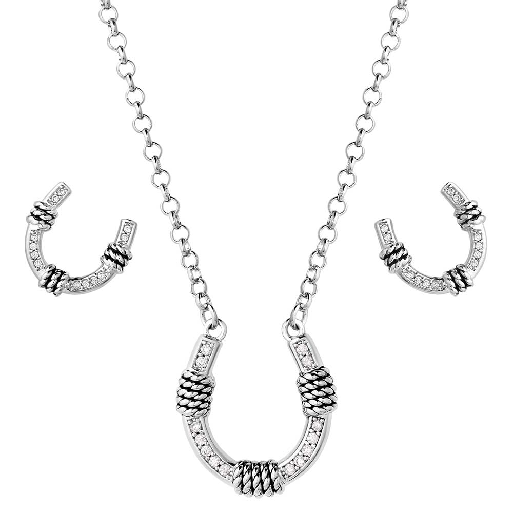 Montana Roped Horseshoe Crystal Jewelry Set JS6038