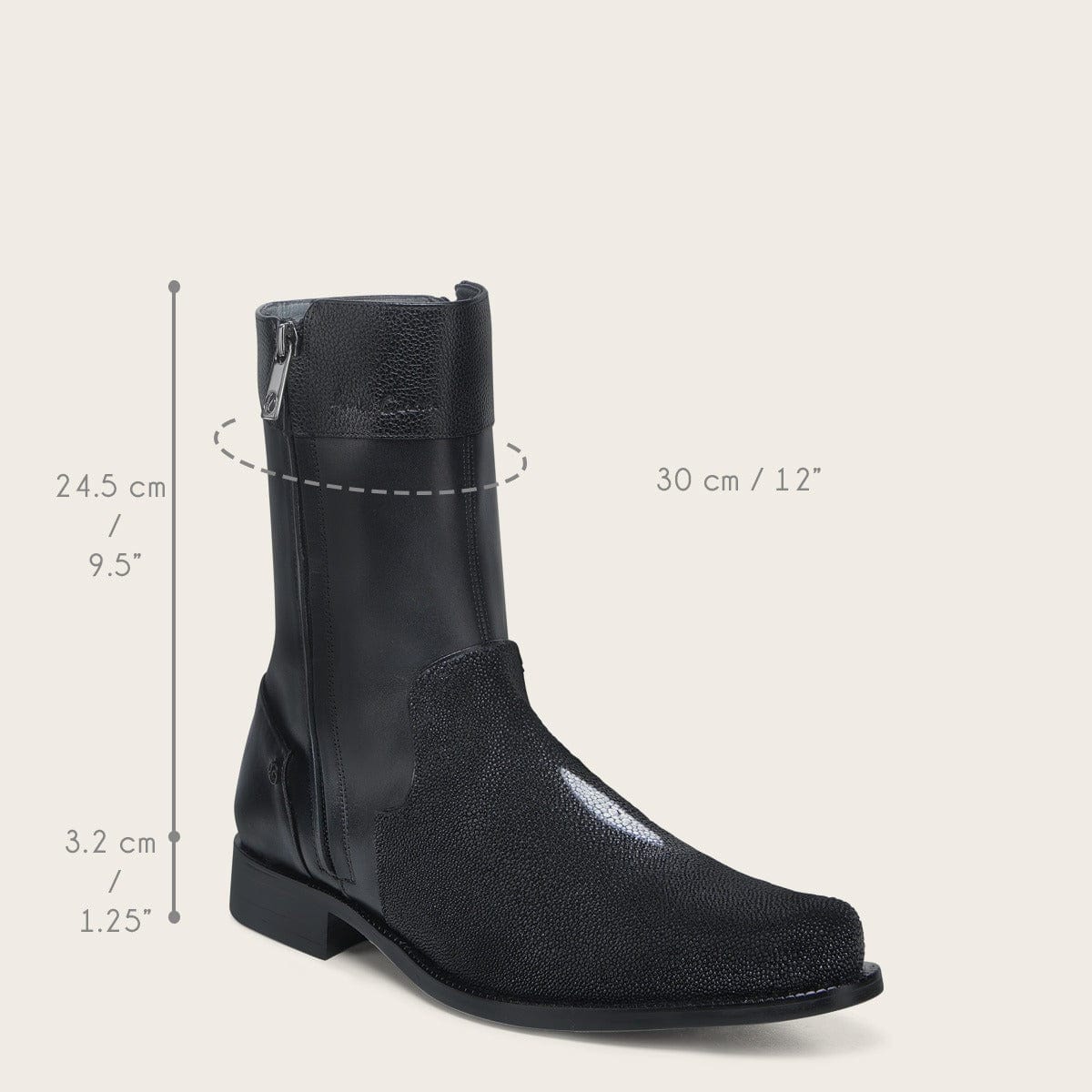 Franco Cuadra Collection Stingray Short Boot FF211 - Black