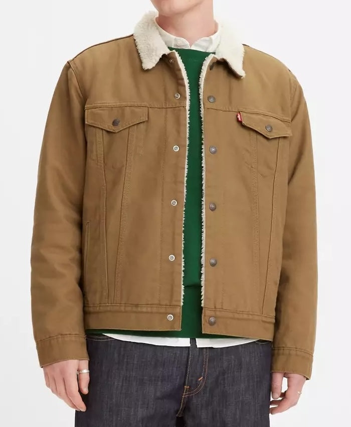 Men's Levi's Sherpa Trucker Jacket 0122 -Khaki