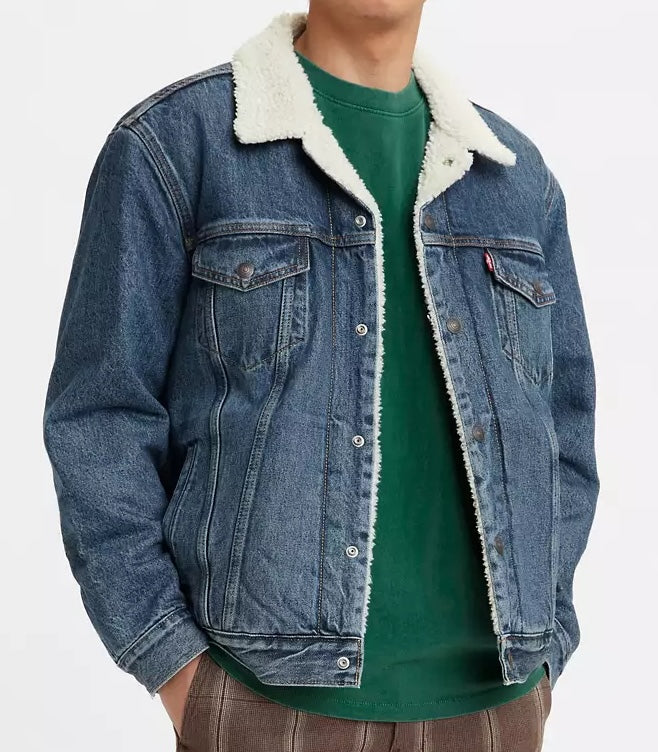 Men's Levi's Sherpa Trucker Jacket 0162 - Medium Wash