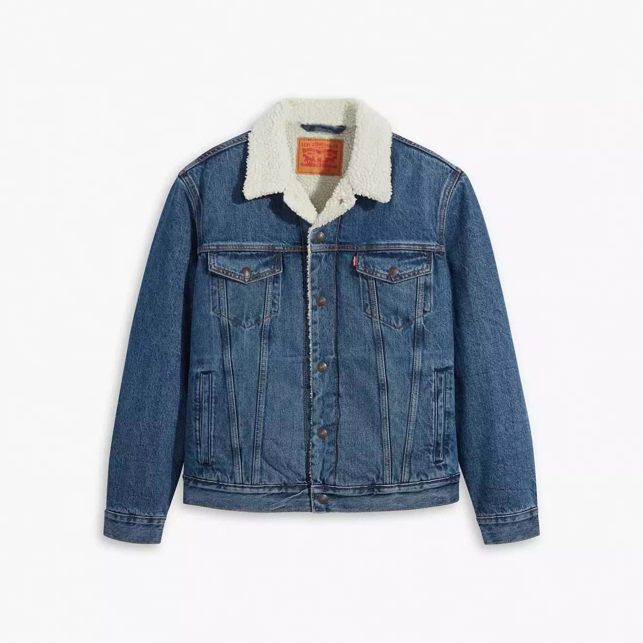 Men's Levi's Sherpa Trucker Jacket 0162 - Medium Wash