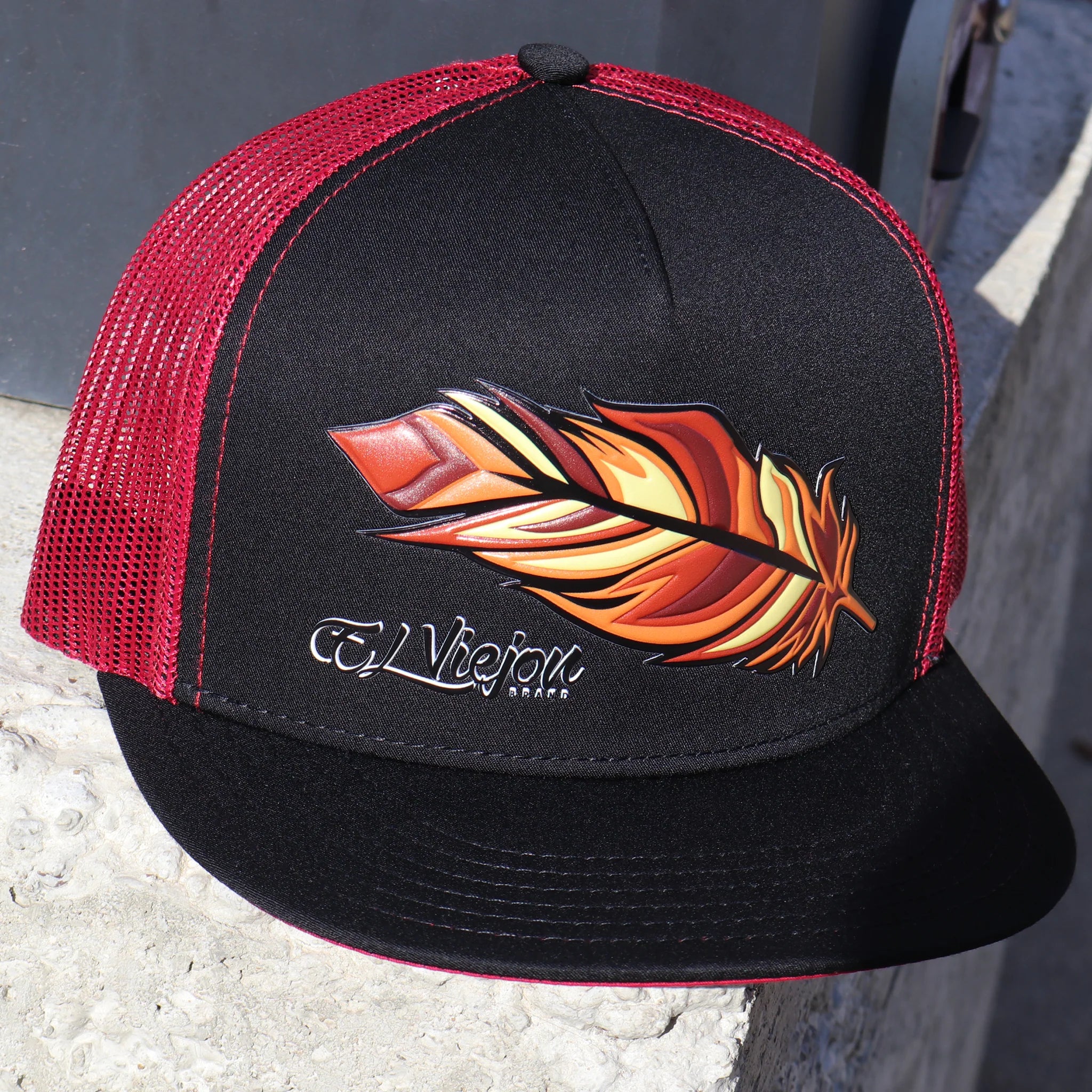 El Viejon Brand Pluma Maroon Flat Visor Hat