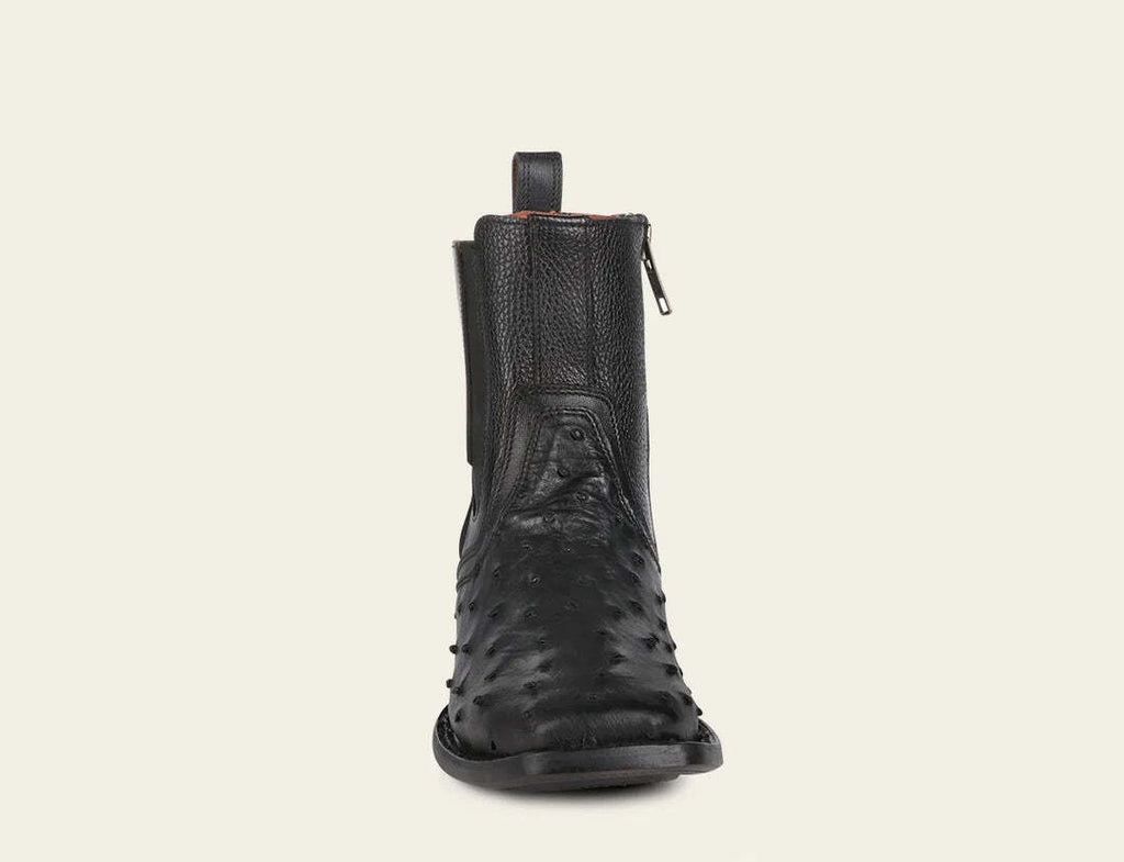 Cuadra Men's Ostrich Zipper & Elastic Square Toe CU821 - Black