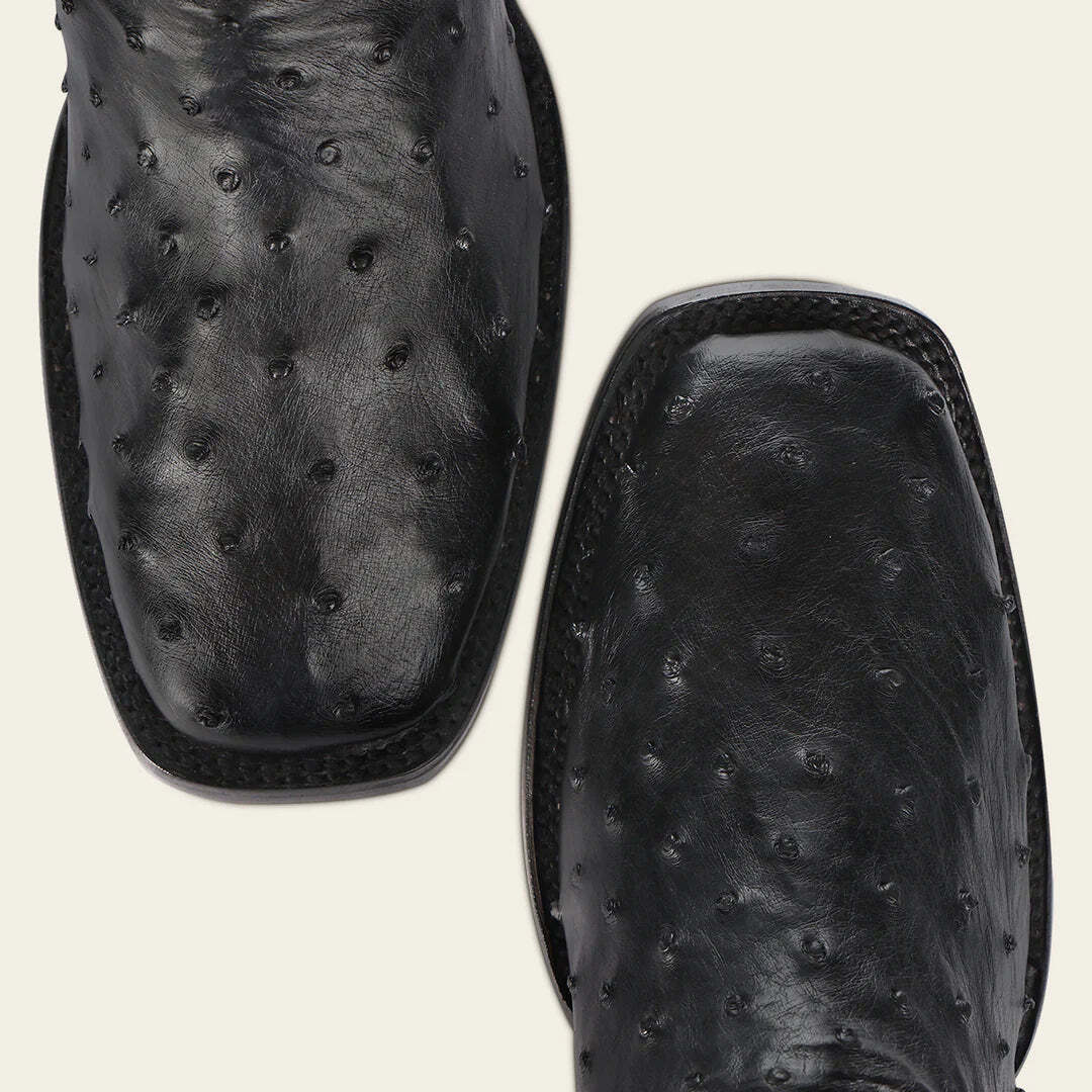 Cuadra Men's Ostrich Zipper & Elastic Square Toe CU821 - Black