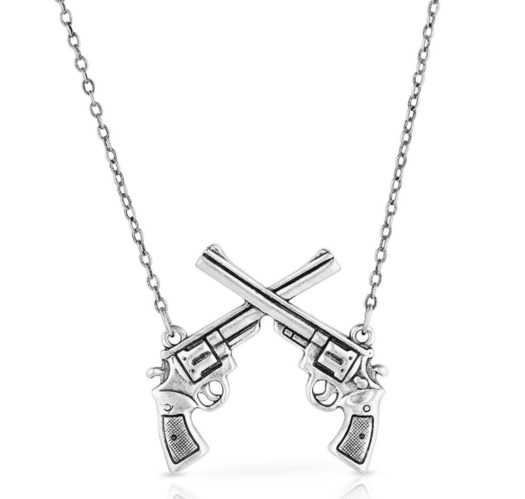 Montana Crossed Pistols Pendant Necklace NC5879