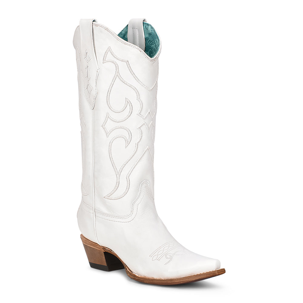Corral Women's Boot Snip Toe Z5046 White Embroidery