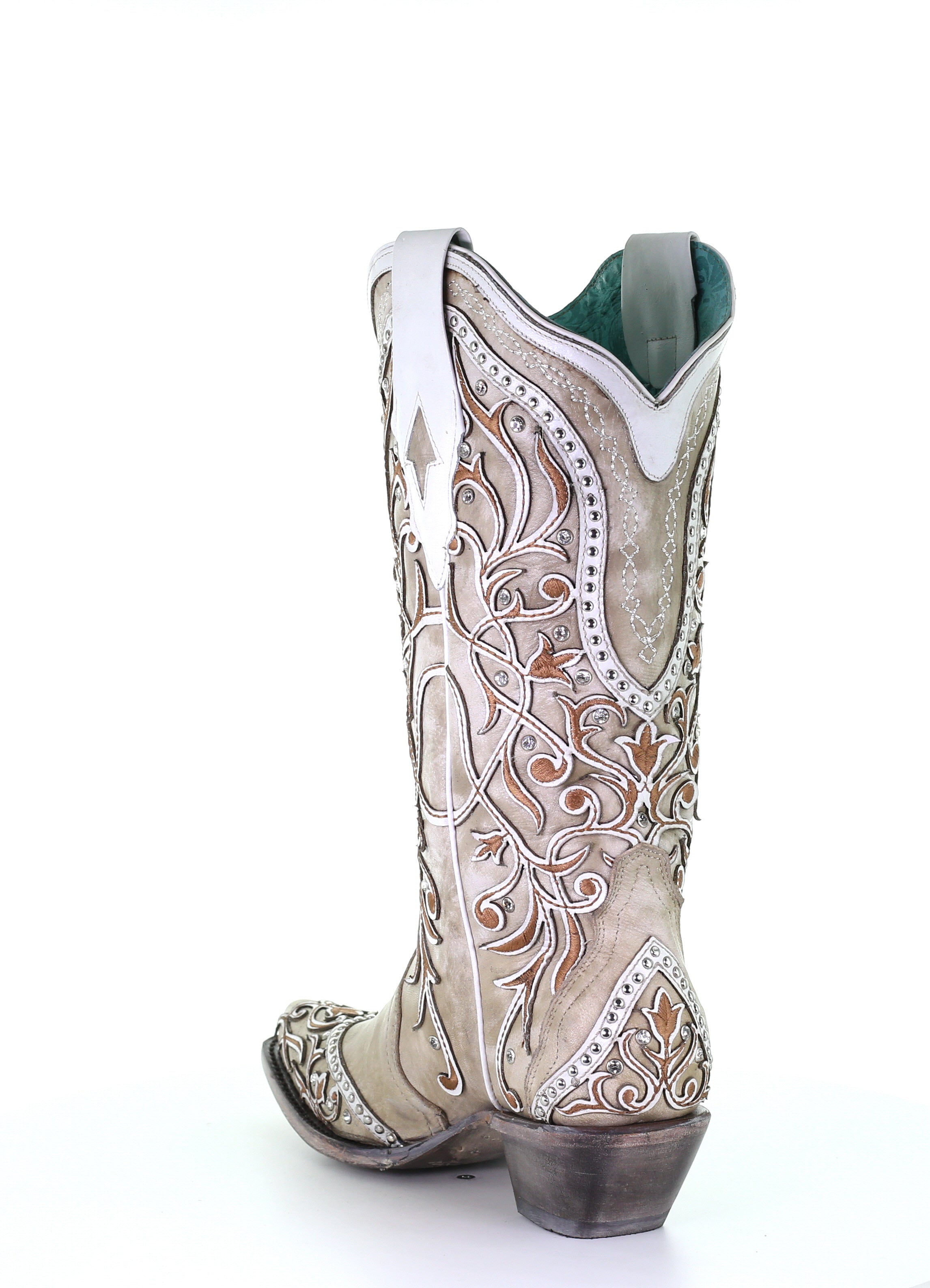 Corral Women's Boot Snip Toe A3837 White Inlay & Embroidery