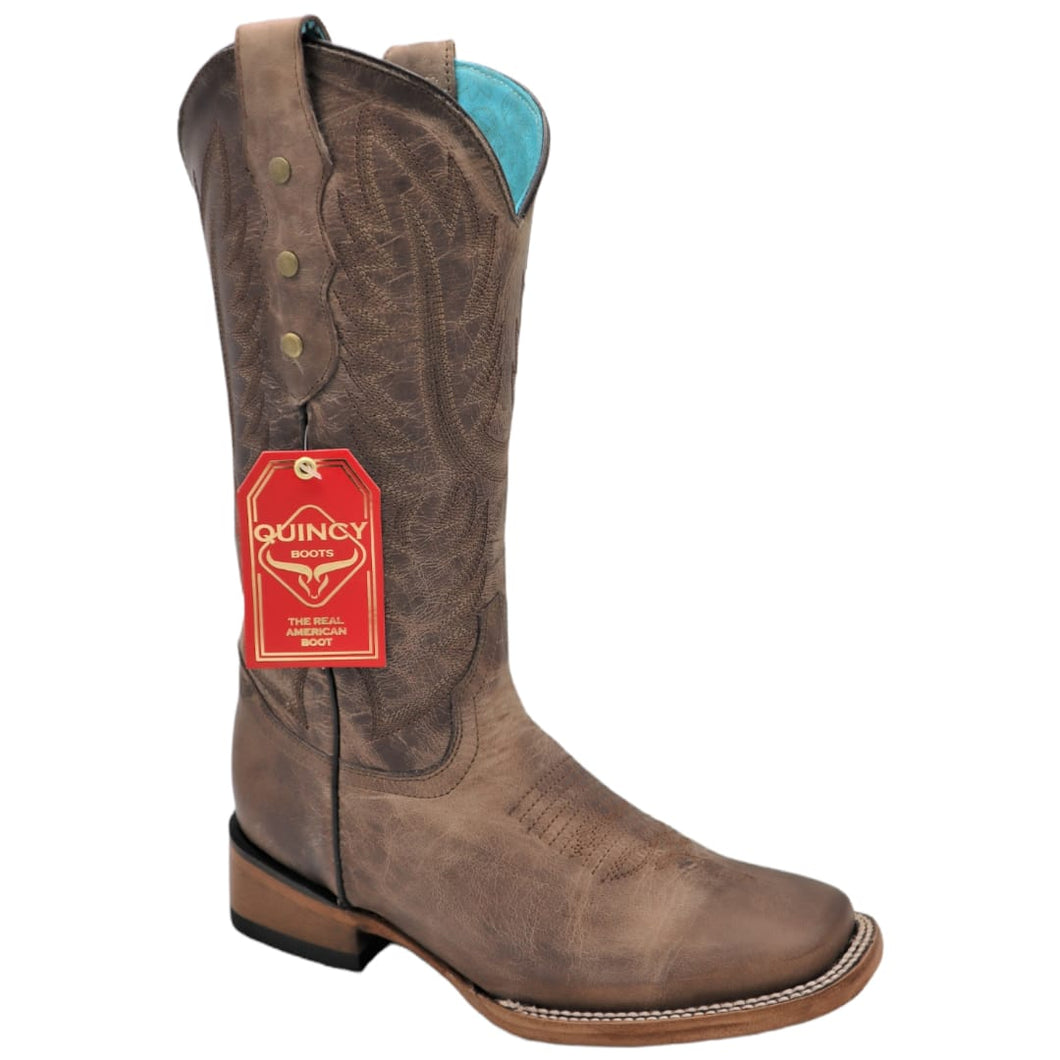 Women's Quincy Wide Square Toe 322RL5259 Old Crazy Leather - Tobacco