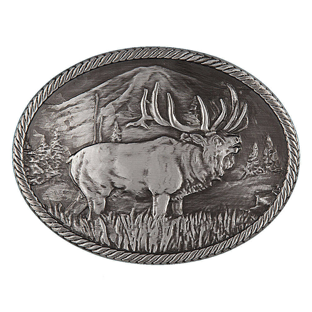 Montana Belt Buckle "Gunmetal Outdoor Series Wild Elk" 25610EMA