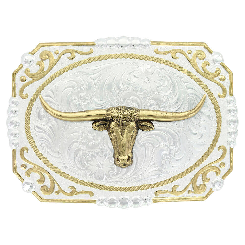 Montana Belt Buckle "Two-tone Cowboy Cameo with Longhorn" 25815-767