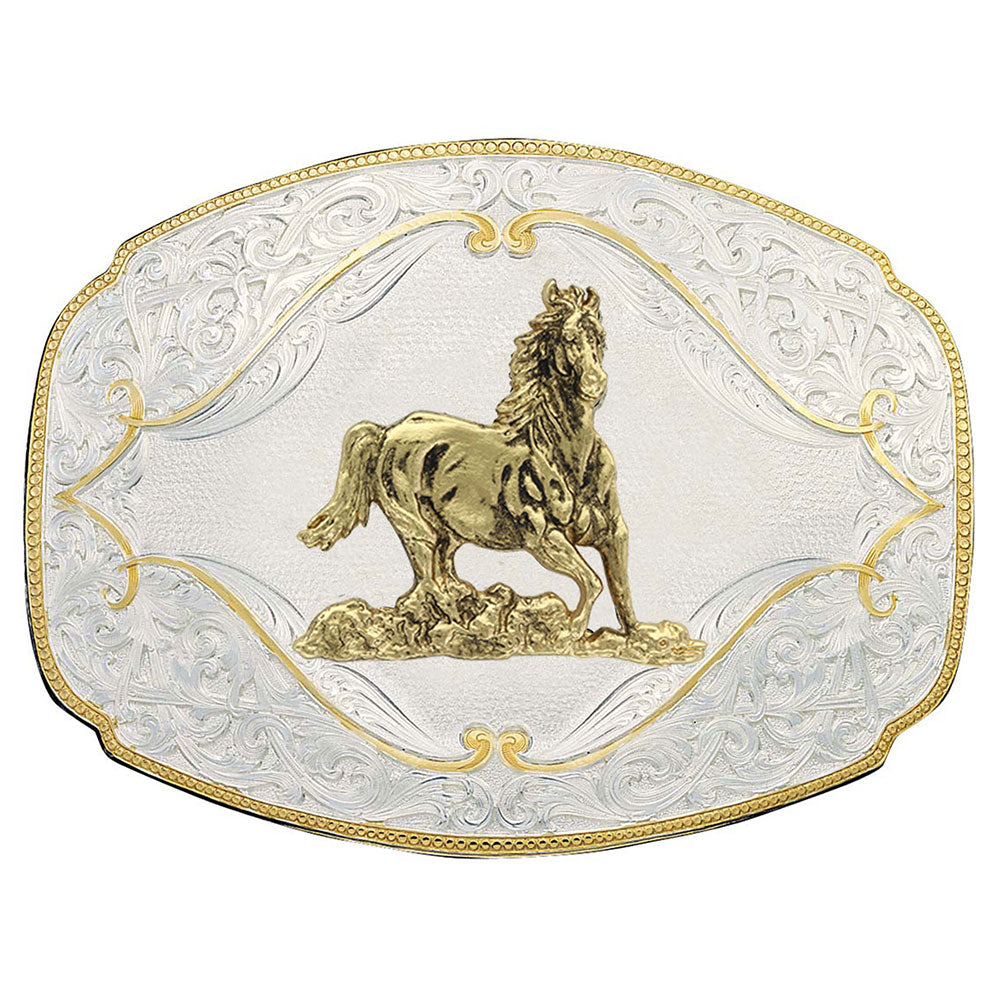 Montana Belt Buckle "Gold Flourish with Galloping Horse" 2920-463
