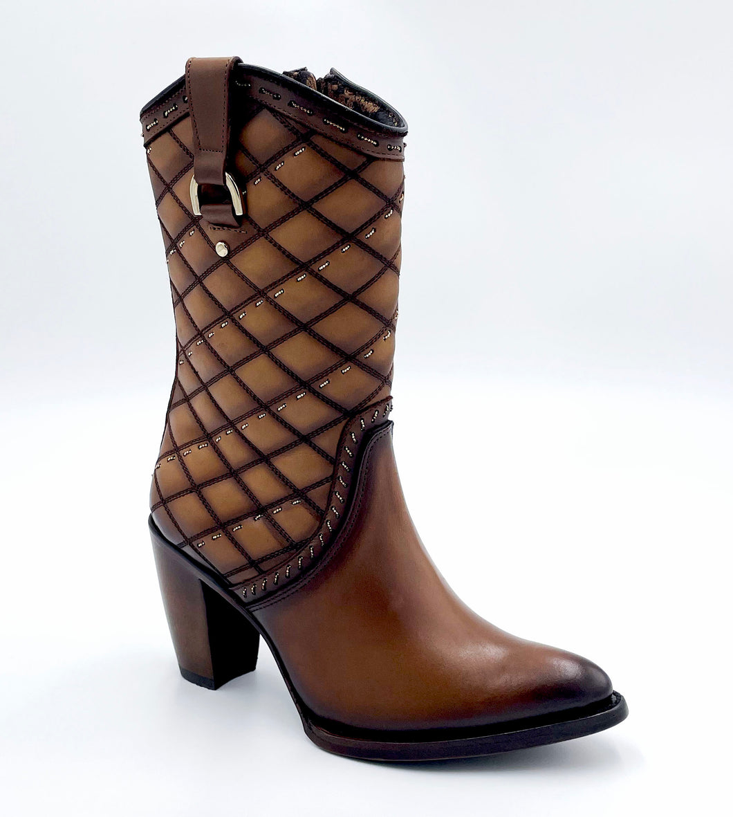 Cuadra Women's Brown Embroidery & Woven Round Toe Boots 3F79RS - Toledo Cafe