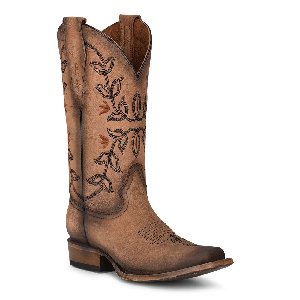 Women’s Circle G Boots Square Toe L2032 Brown Flowered  Embroidery