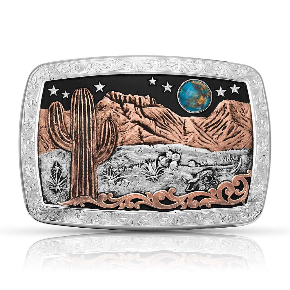 Montana Belt Buckle "Desert Moon Turquoise Cactus" 42110