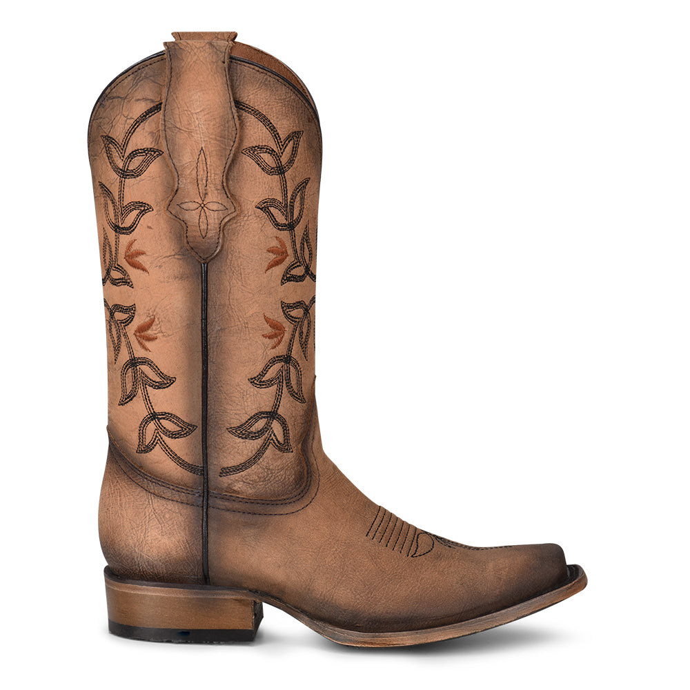 Circle G Women’s Flowered Embroidery Boot Square Toe L2032 - Brown