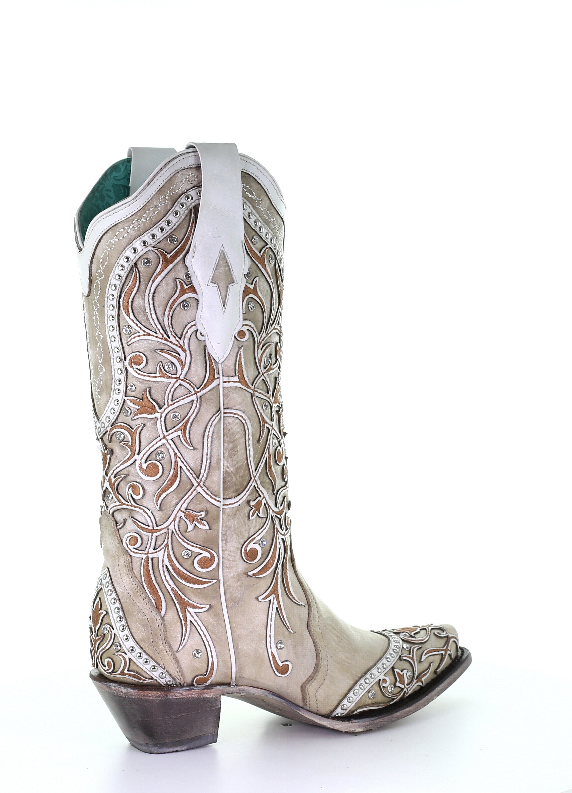 Corral Women's Boot Snip Toe A3837 White Inlay & Embroidery