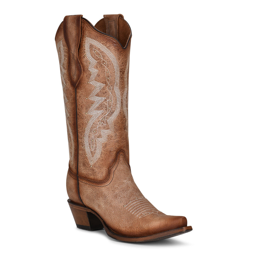 Women’s Circle G Boots Snip Toe L2041 Brown Embroidery