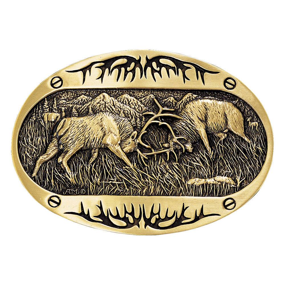 Montana Attitude Belt Buckle "Fighting Elk" 60800C