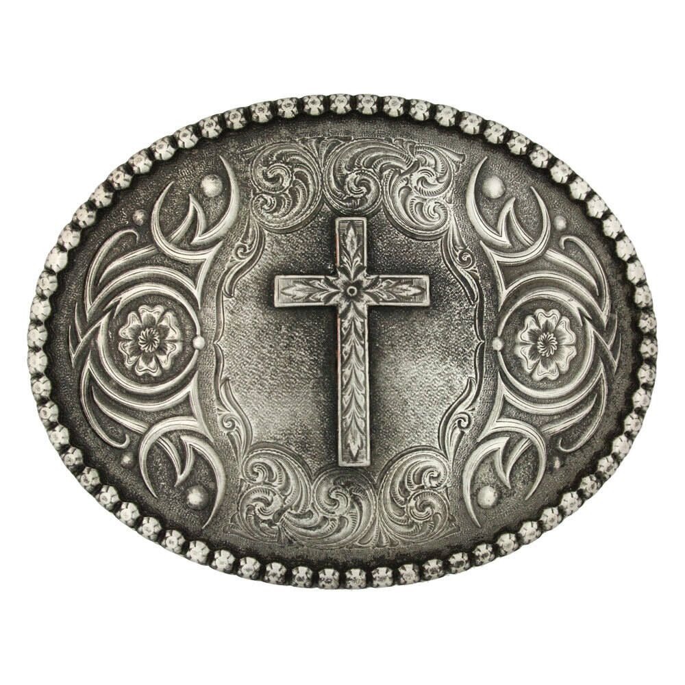 Montana Attitude Belt Buckle "Floral Cross Classic Antiqued" 61013