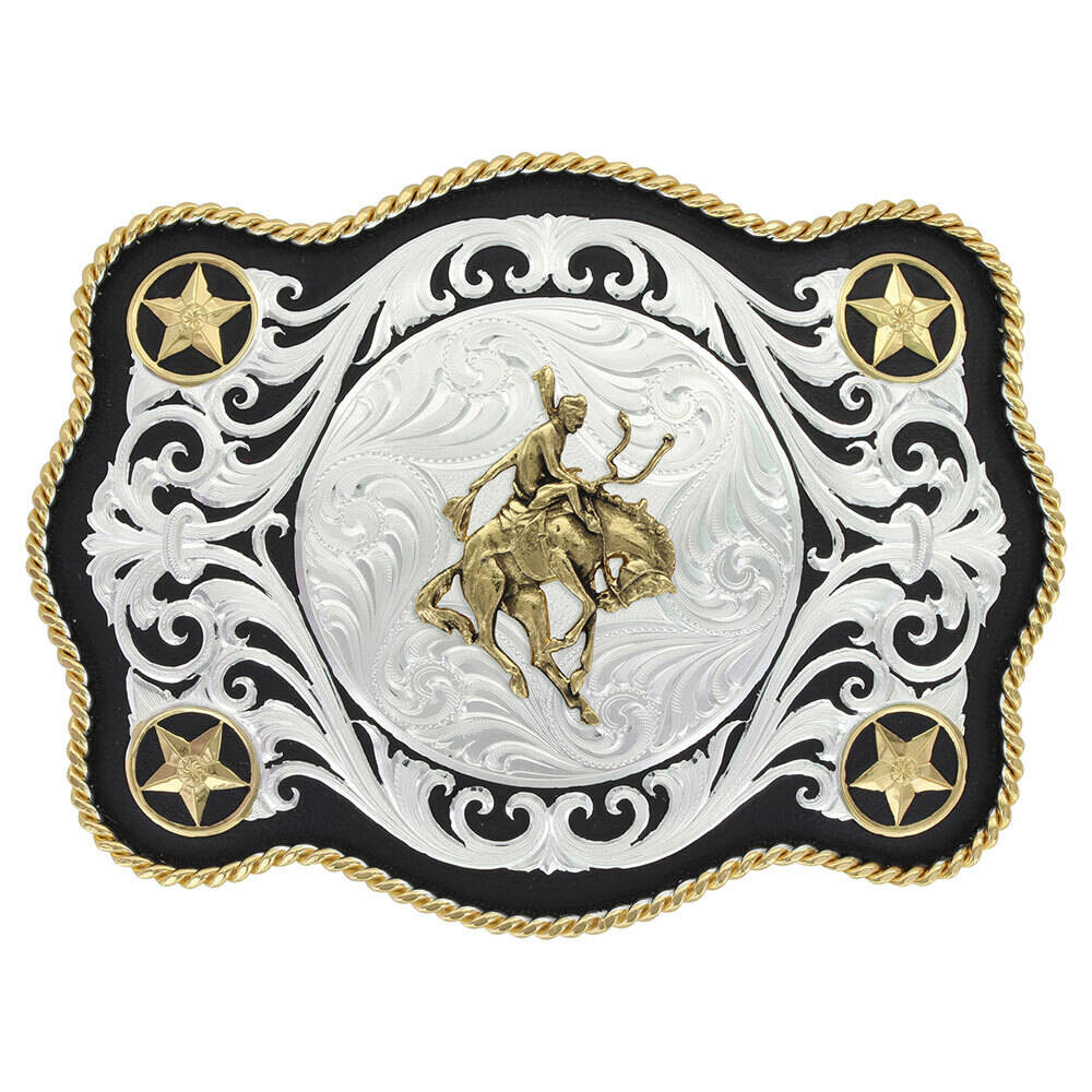 Montana Belt Buckle "Scalloped Sheridan Style with Bronc Rider" 61360-422