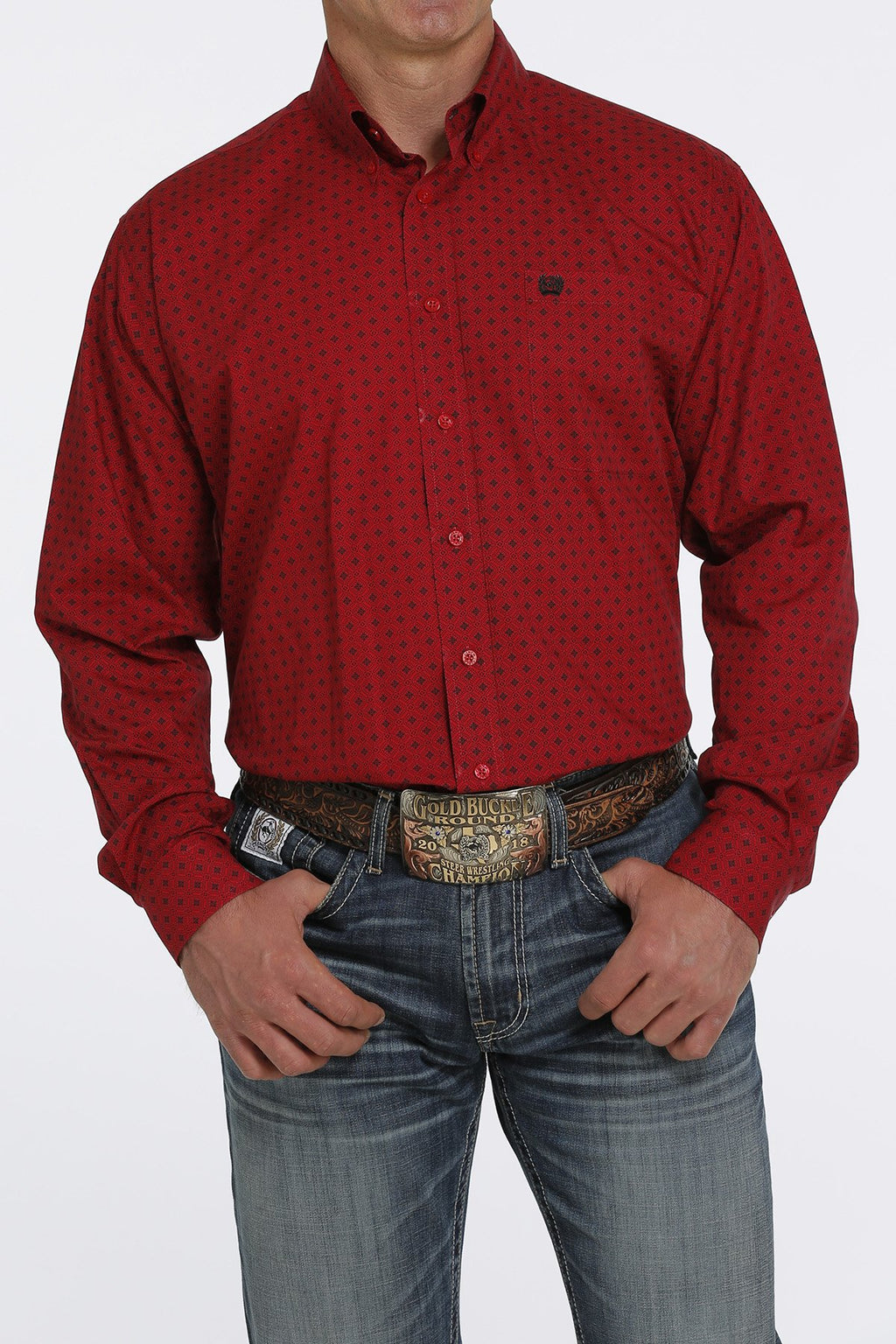 Cinch Men’s Modern Got Button Down Western Shirt MTW1303060 - Burgundy