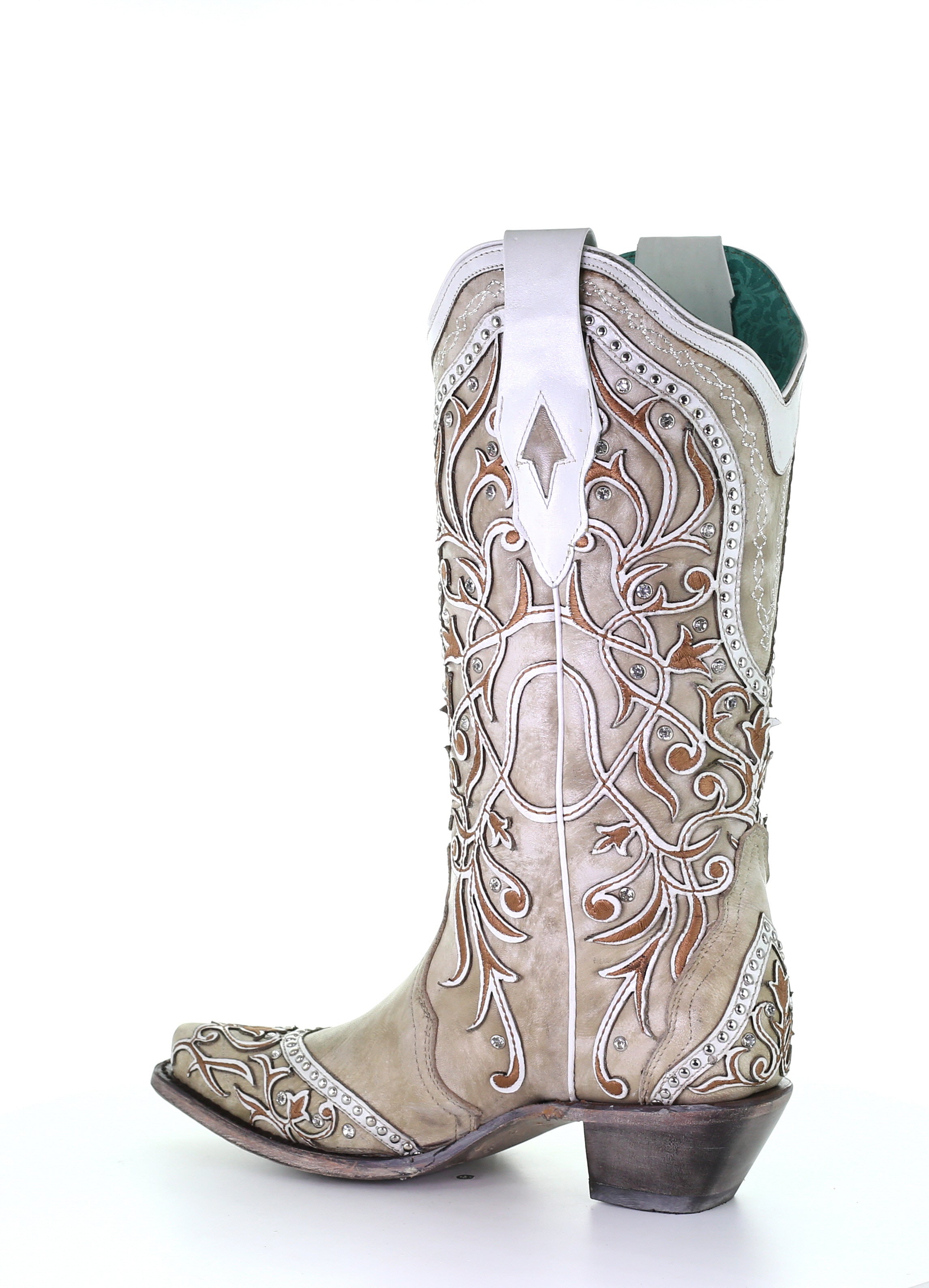 Corral Women's Boot Snip Toe A3837 White Inlay & Embroidery