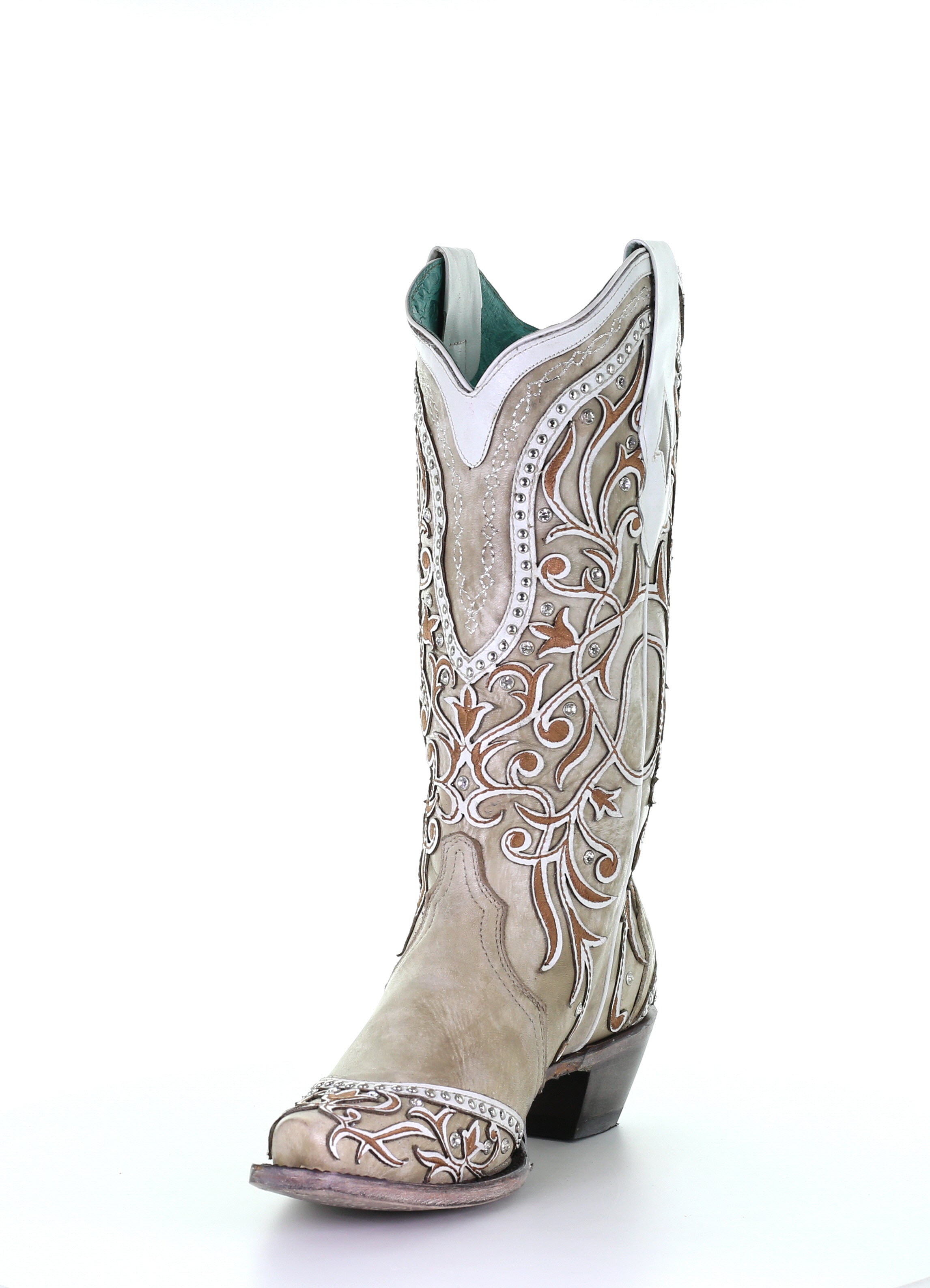 Corral Women's Boot Snip Toe A3837 White Inlay & Embroidery