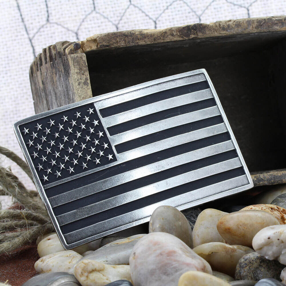 Montana Attitude Belt Buckle "Antiqued American Flag" A644