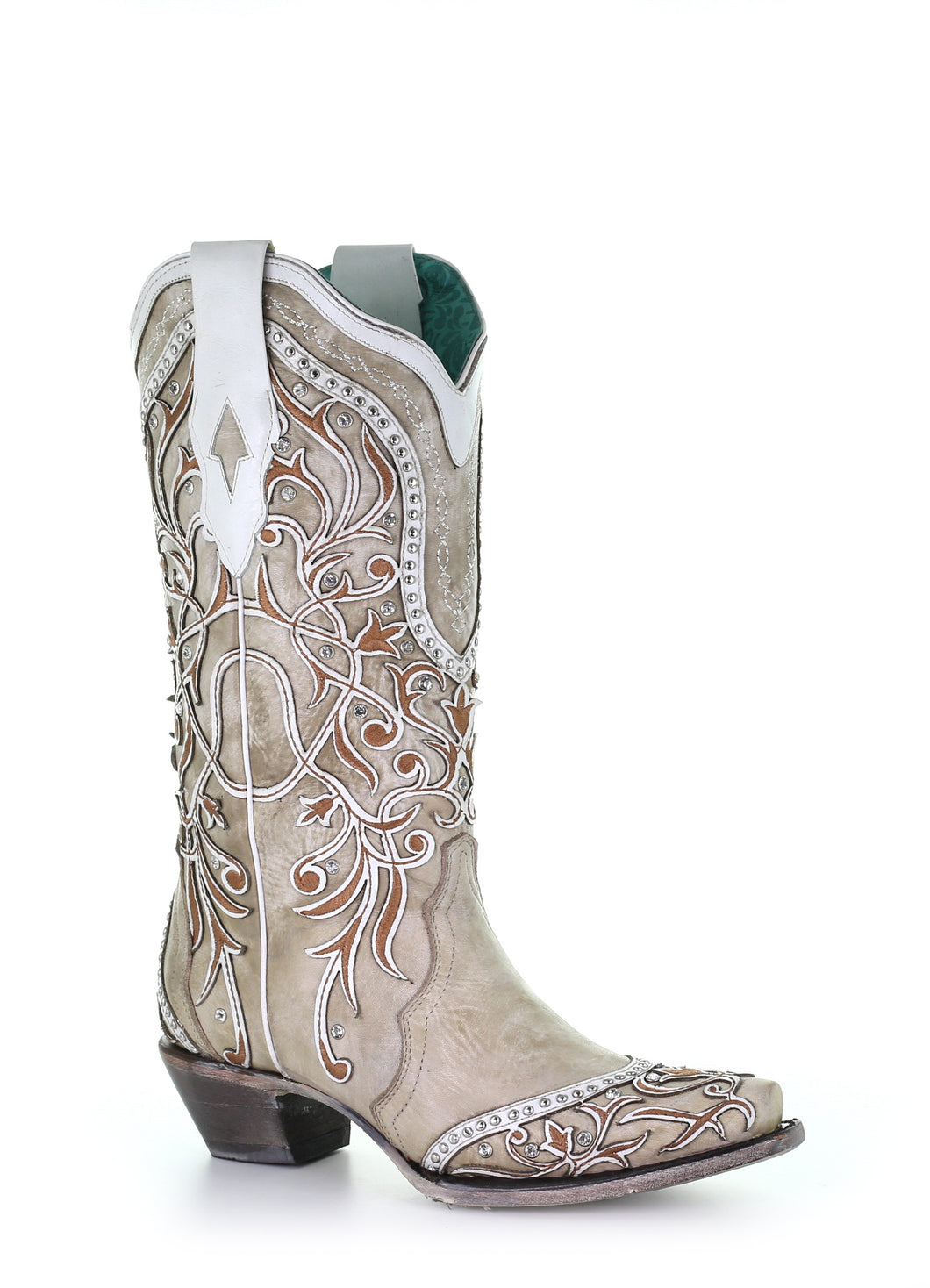 Corral Women's Boot Snip Toe A3837 White Inlay & Embroidery
