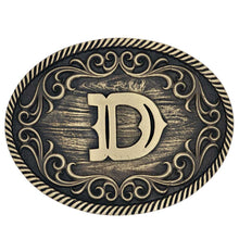 Load image into Gallery viewer, Montana Attitude Belt Buckle &quot;Filigree Initial D&quot; A915D
