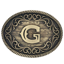Load image into Gallery viewer, Montana Attitude Belt Buckle &quot;Filigree Initial G&quot; A915G
