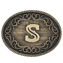 Load image into Gallery viewer, Montana Attitude Belt Buckle &quot;Filigree Initial S&quot; A915S

