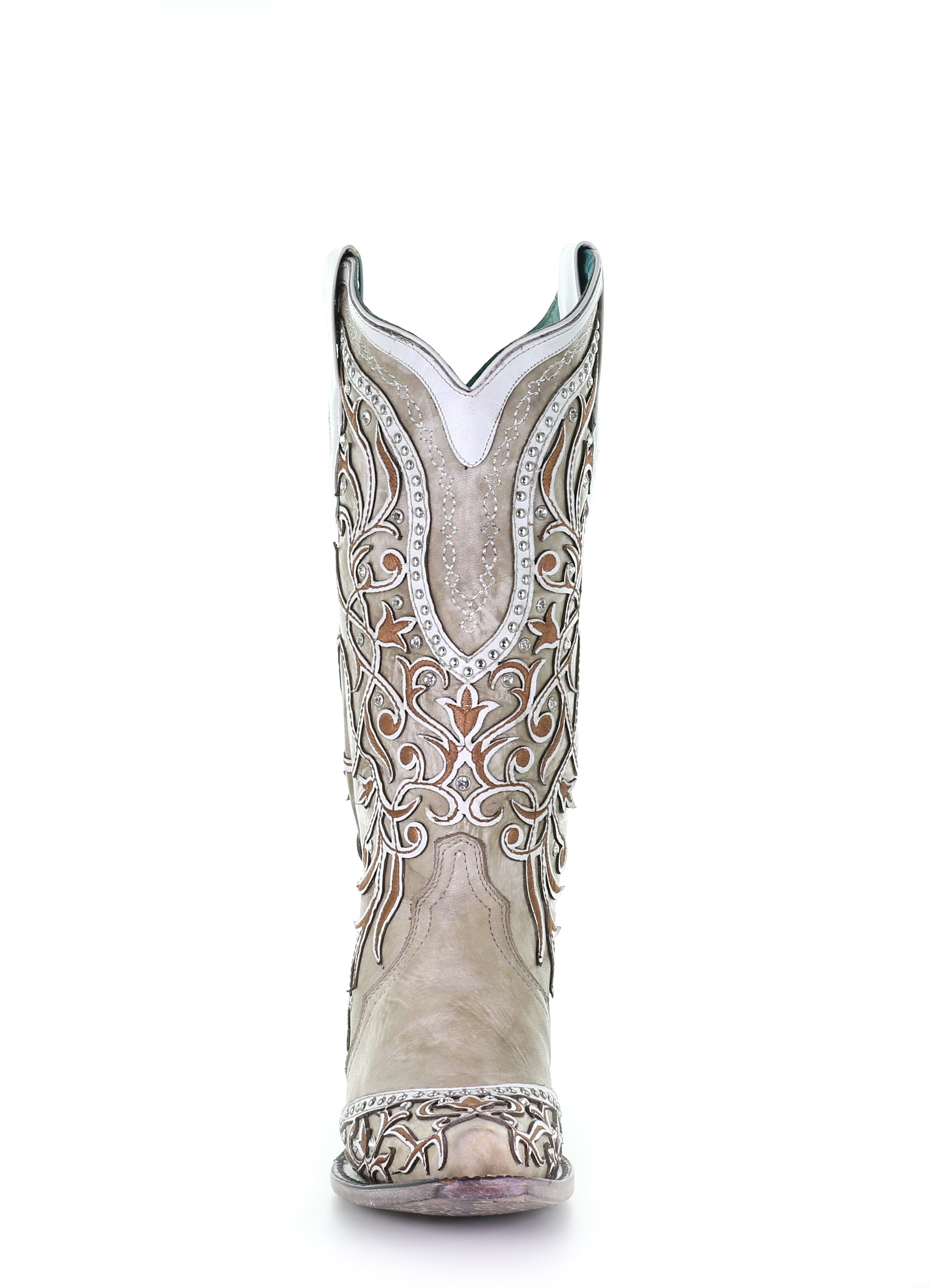 Corral Women's Boot Snip Toe A3837 White Inlay & Embroidery