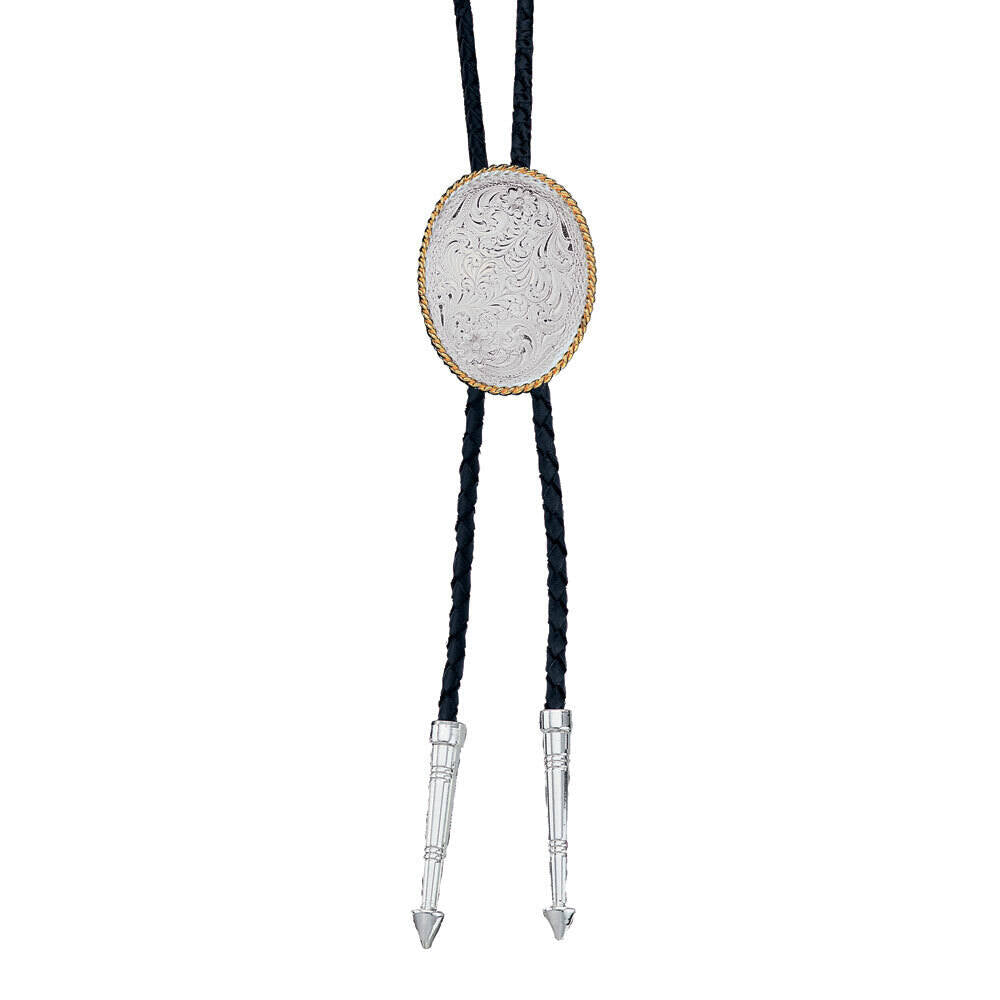 Montana Engraved Silver Bolo Tie BT39
