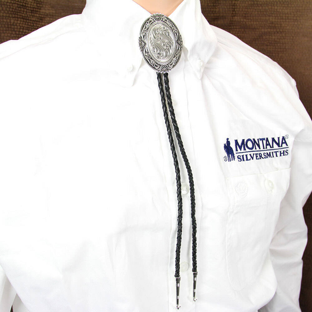 Montana Southwestern Rancher's Bolo Tie in Antiqued Silver BT46