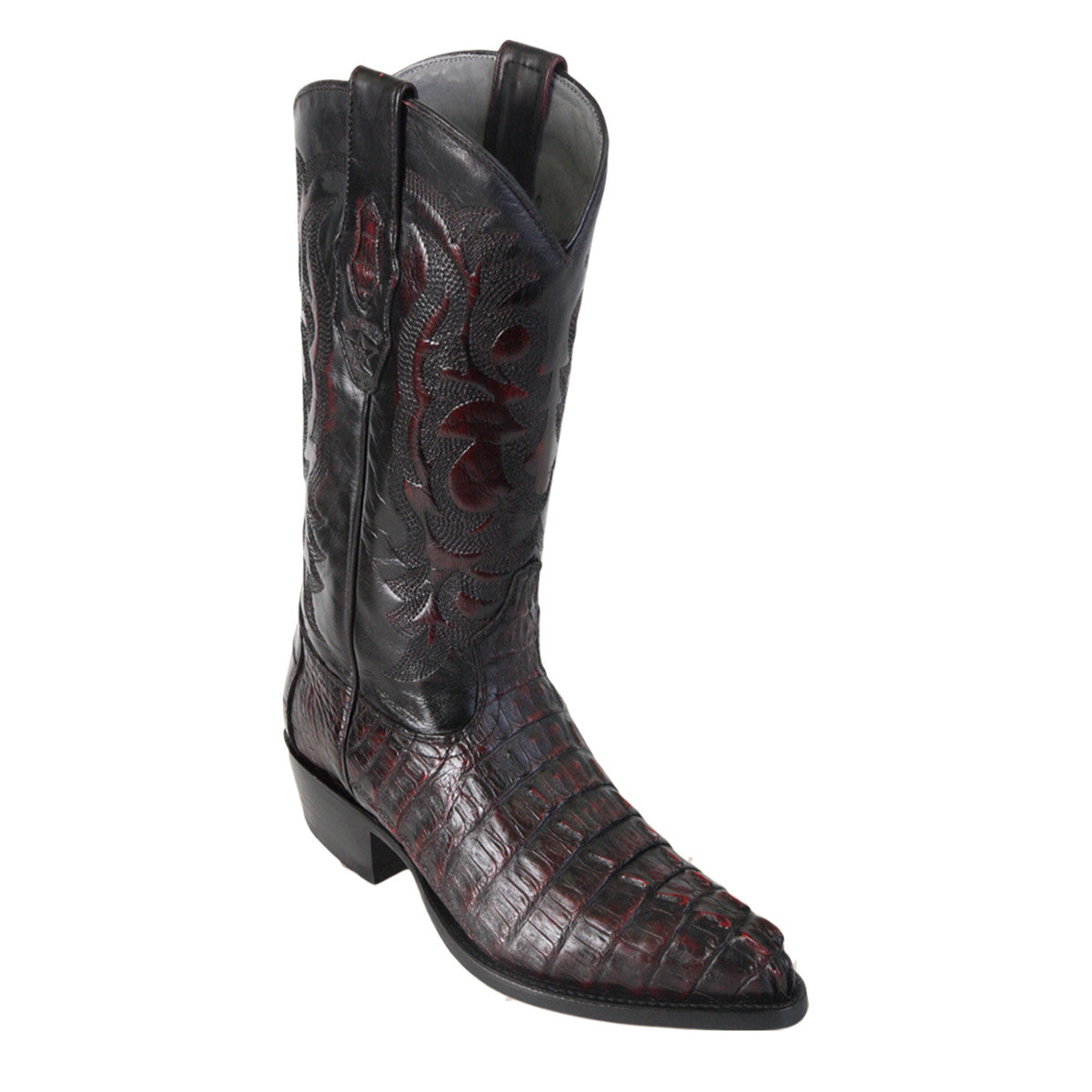 Los Altos Boots J-Toe Caiman Tail 990118 - Black Cherry