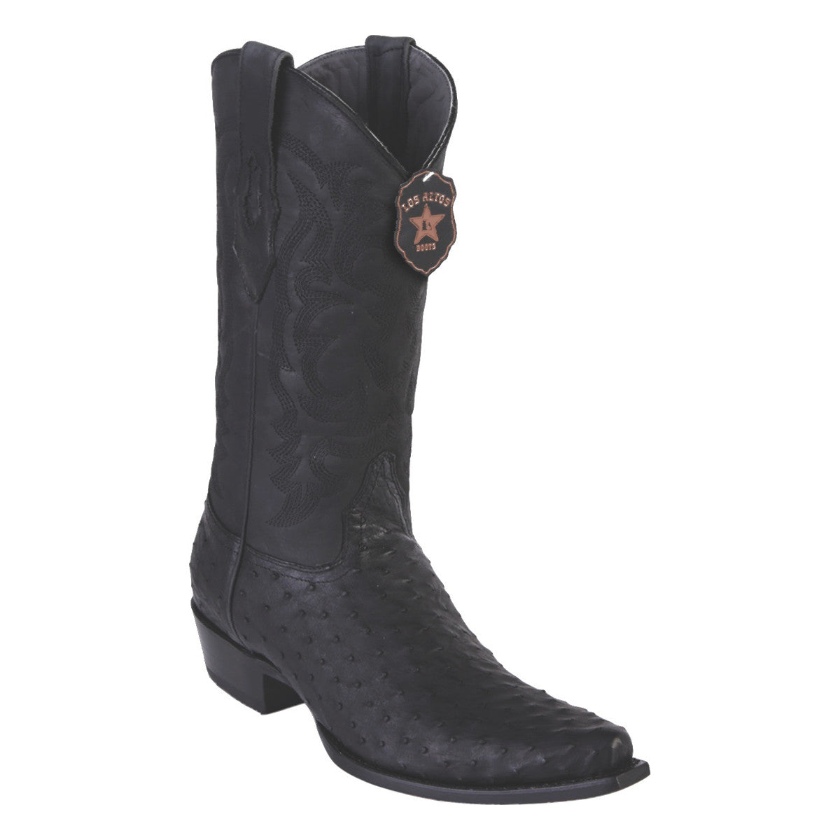 Los Altos Boots H94 Snip Toe Ostrich - Grasso Black