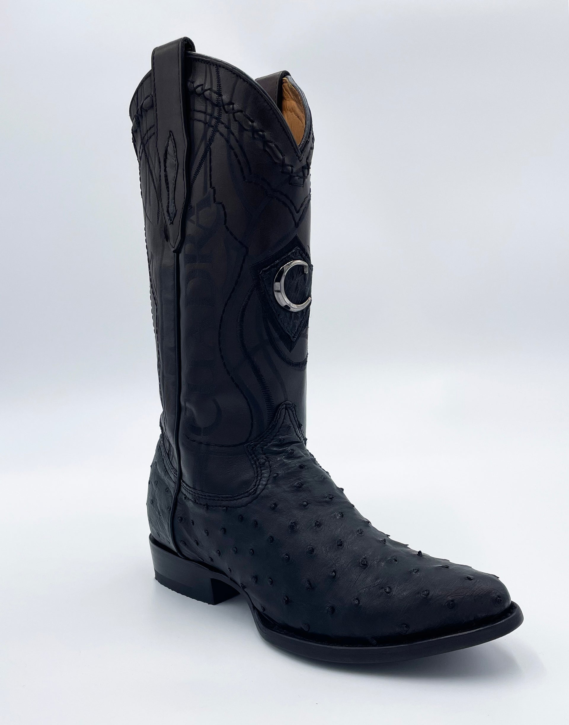 Black Ostrich Boots Botas Cuadra Avestruz Negras BOTAS CUADRA