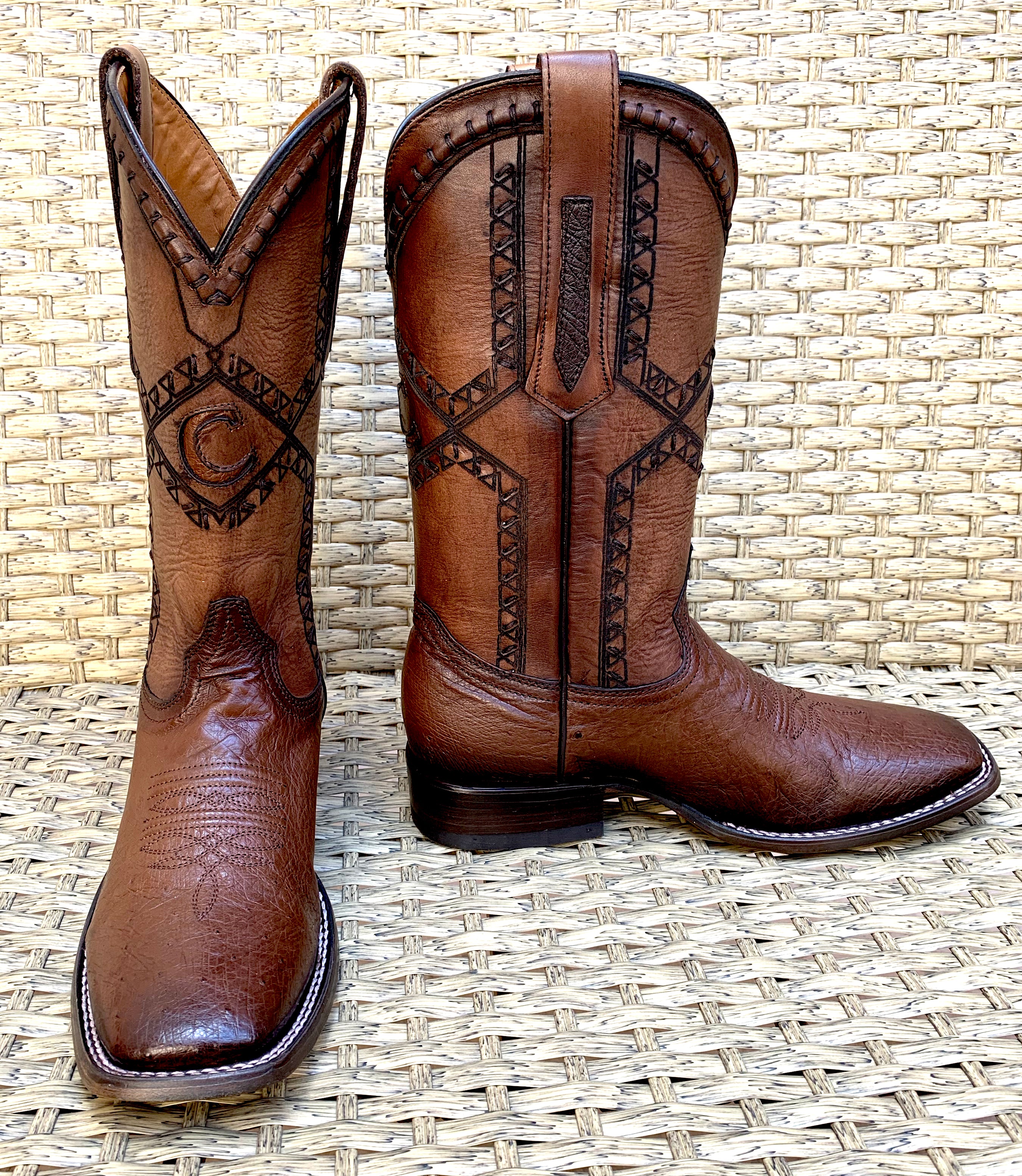 Cuadra Men’s Square Toe Boots Smooth Ostrich 3Z01AB - Flame Choco