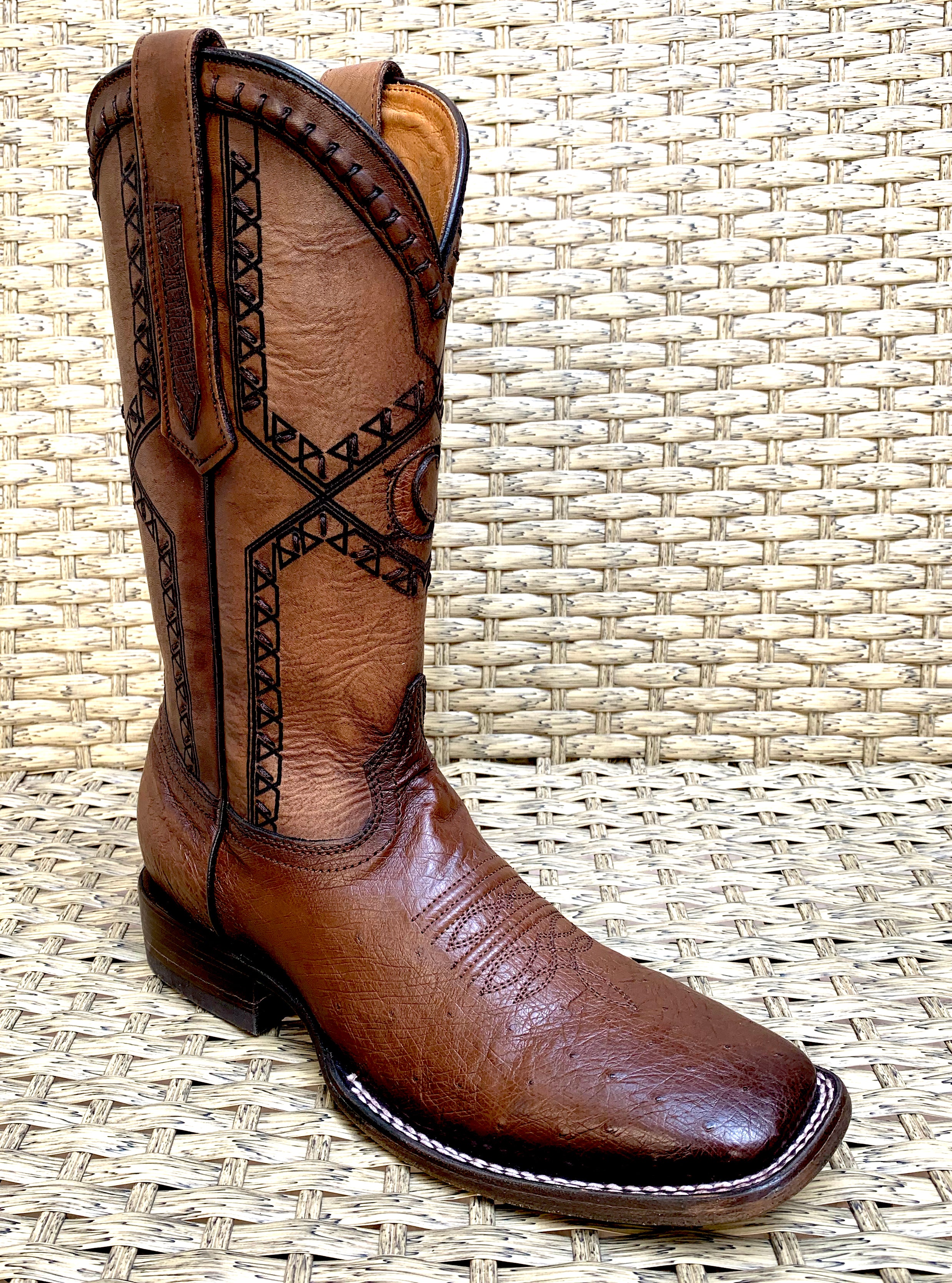 Cuadra Men’s Square Toe Boots Smooth Ostrich 3Z01AB - Flame Choco