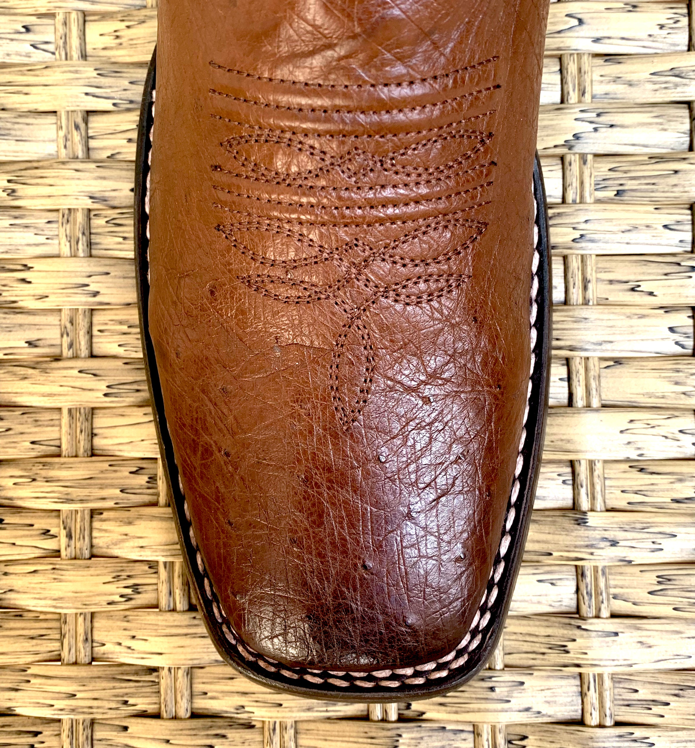 Cuadra Men’s Square Toe Boots Smooth Ostrich 3Z01AB - Flame Choco