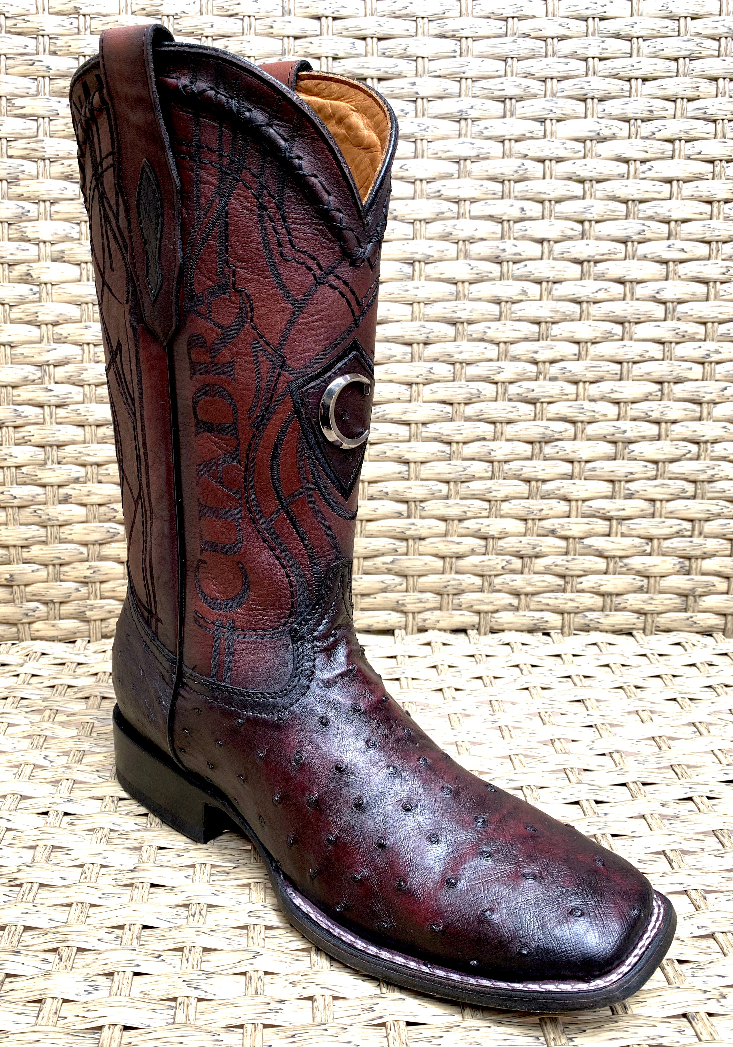 Cuadra Men's Ostrich Square Toe 3Z1OA1 - Black Cherry