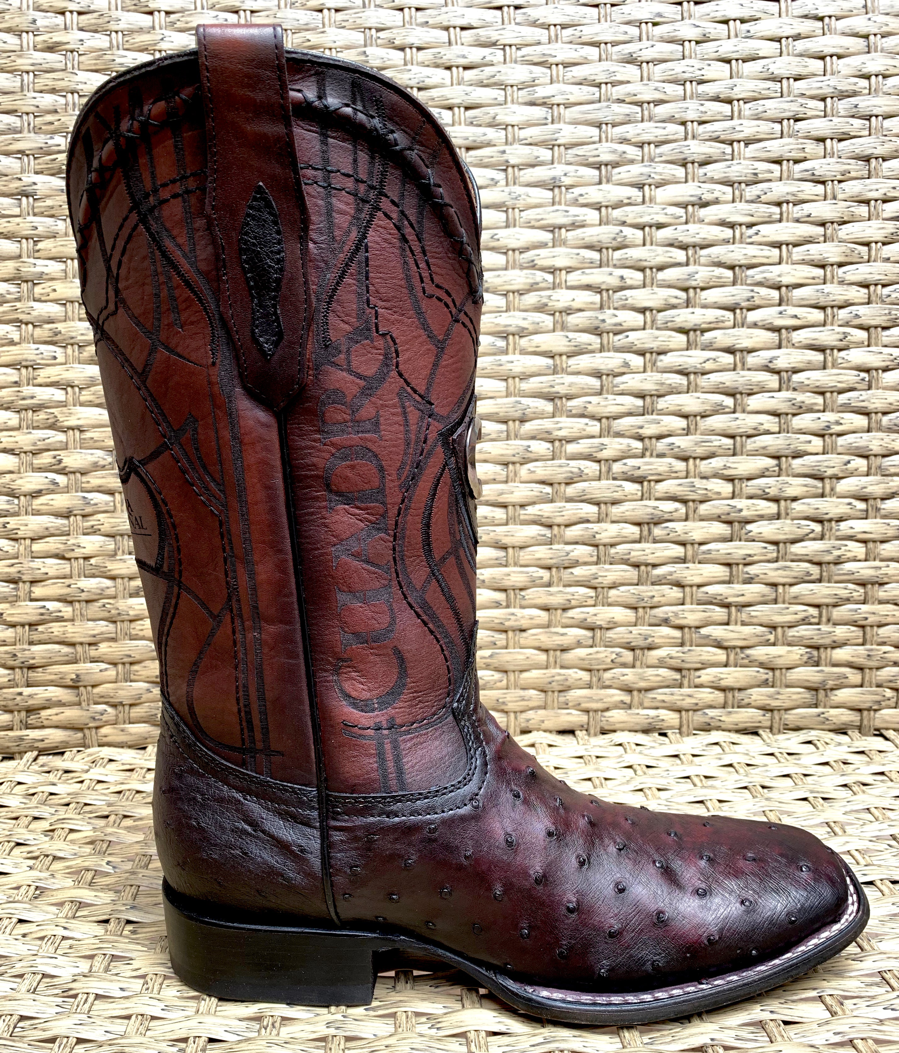 Cuadra Men's Ostrich Square Toe 3Z1OA1 - Black Cherry